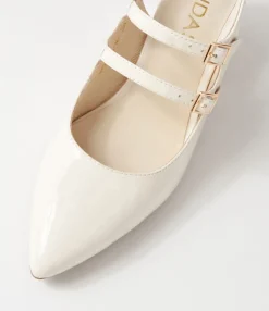 Clearance Midas Shoes Merina Ivory Patent Leather Mary Jane Heels