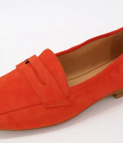 Outlet Midas Shoes Merlino Bright Orange Suede Loafers