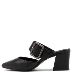 Cheap Midas Shoes Mery Black Leather Pump Heels
