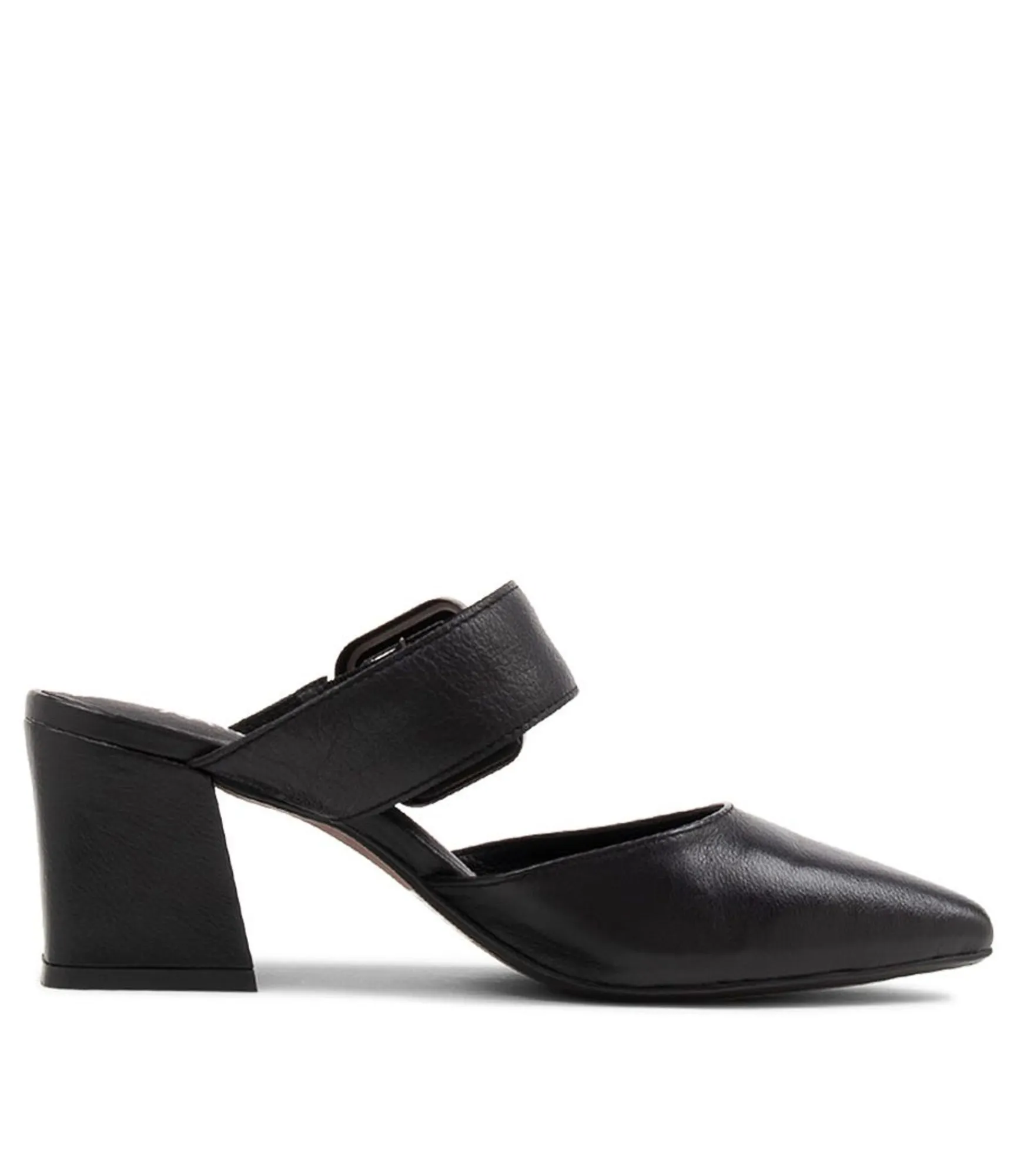 Cheap Midas Shoes Mery Black Leather Pump Heels