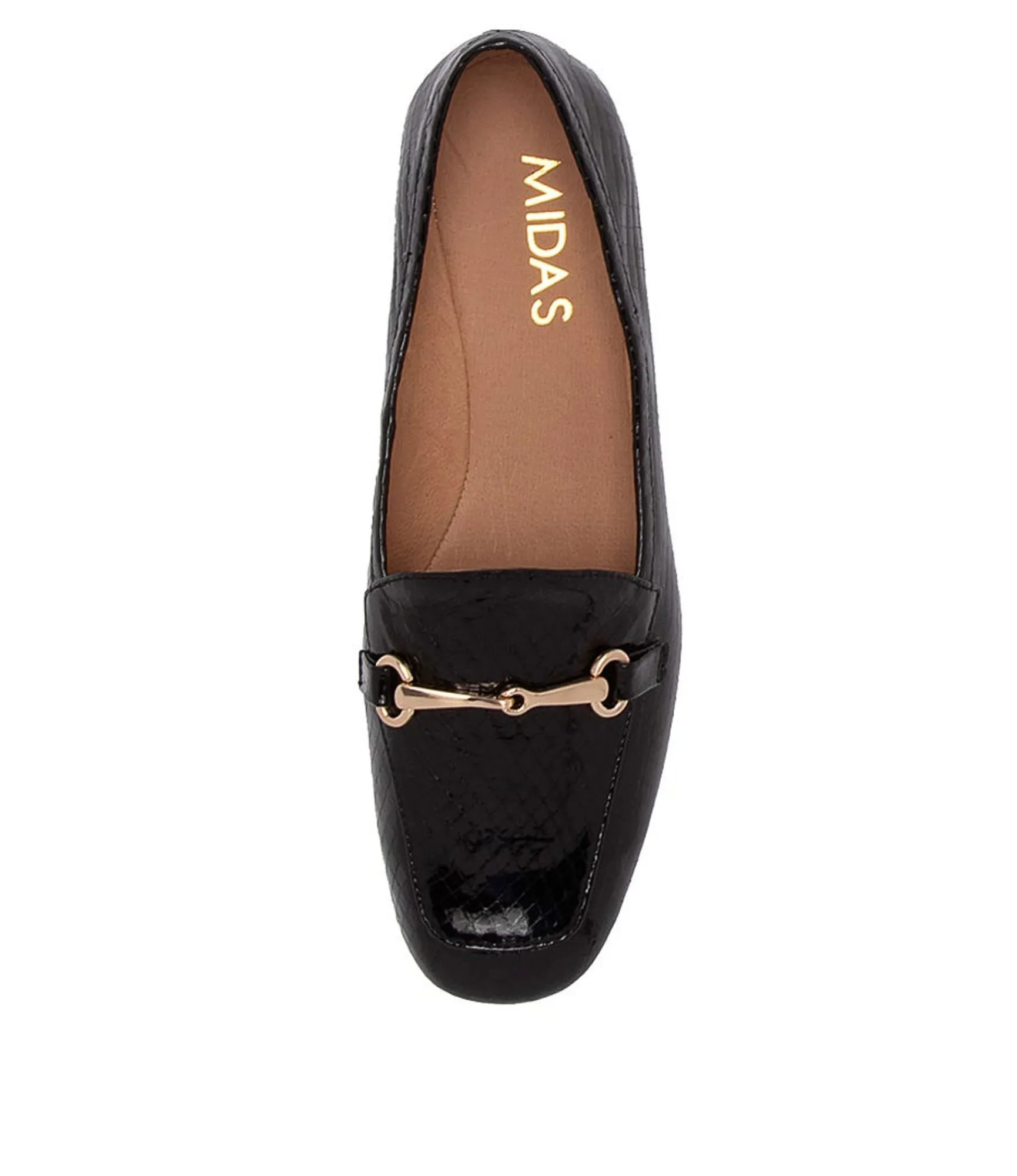 Cheap Midas Shoes Midi Black Mirror Leather Loafers