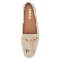 Sale Midas Shoes Midi Pale Gold Mirror Leather Loafers