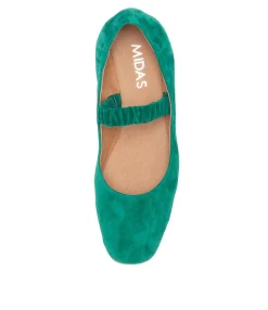 Shop Midas Shoes Milan Emerald Suede Flat Shoes