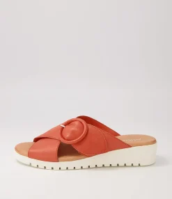New Midas Shoes Milli Melon Leather Slides Ws