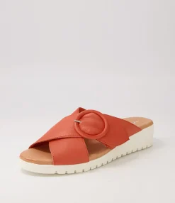 New Midas Shoes Milli Melon Leather Slides Ws