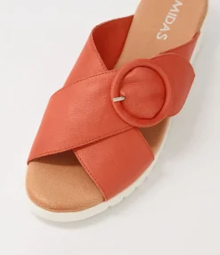 New Midas Shoes Milli Melon Leather Slides Ws