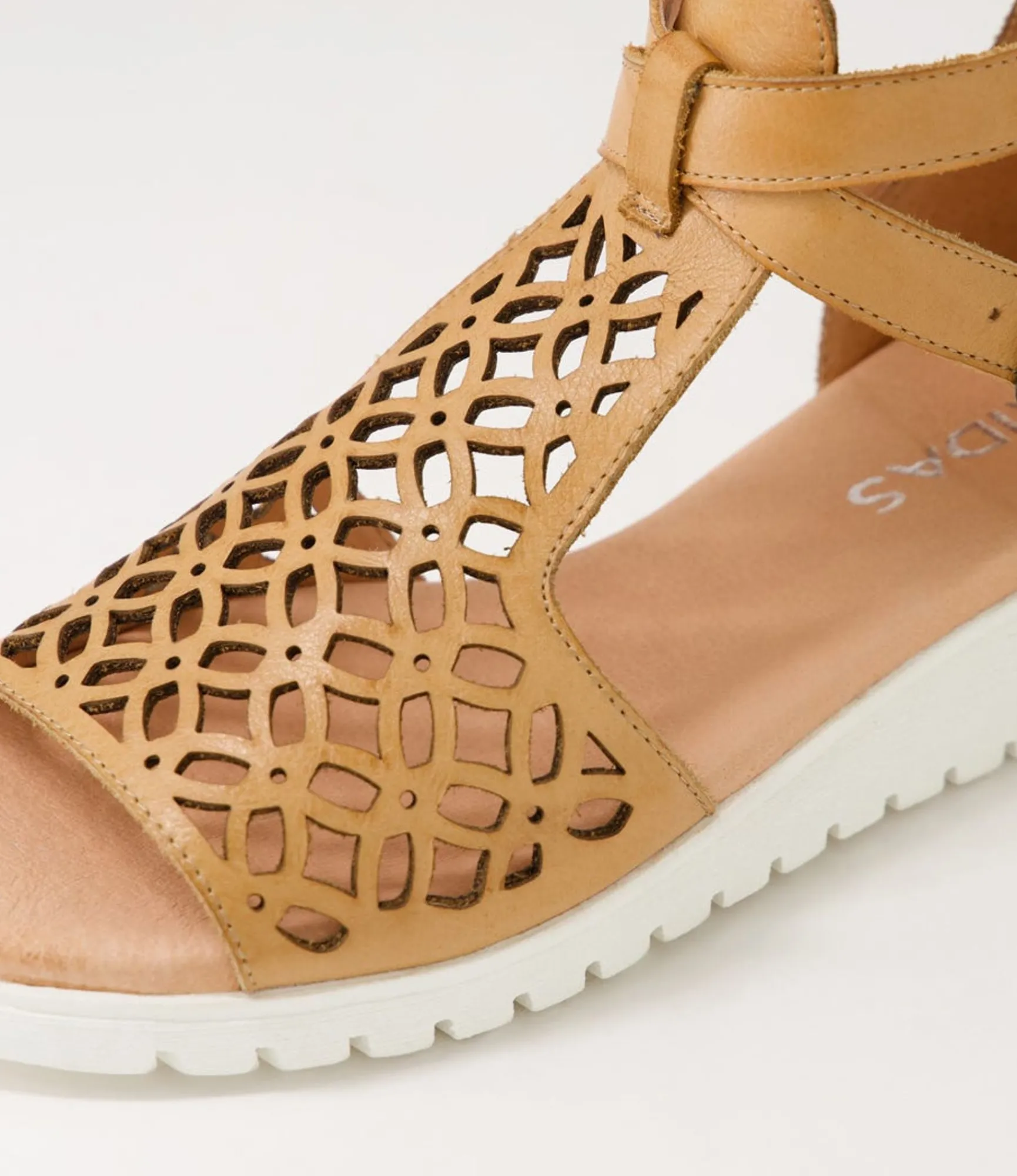 Hot Midas Shoes Milos Dark Tan White Leather Sandals