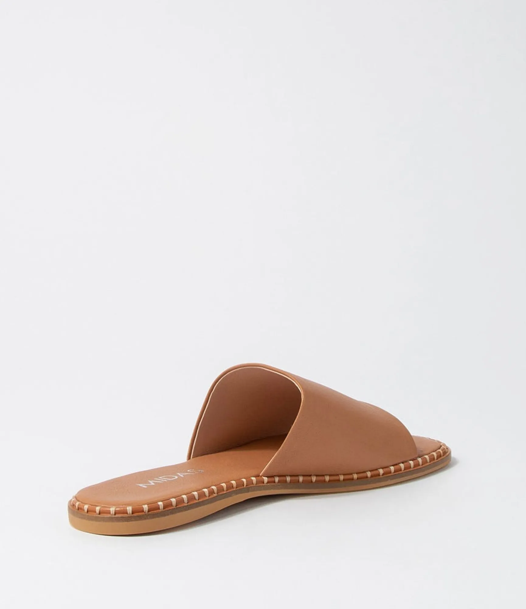Cheap Midas Shoes Minime Dark Tan Leather Slides
