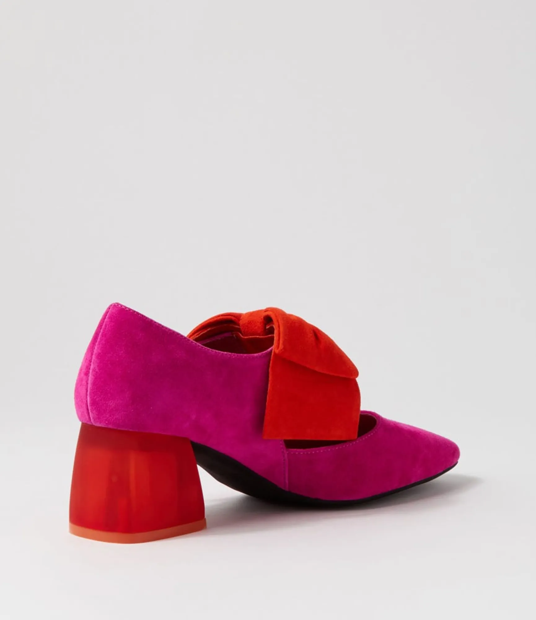 Hot Midas Shoes Mischa Dark Fuchsia Orange Suede Heels