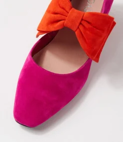 Hot Midas Shoes Mischa Dark Fuchsia Orange Suede Heels