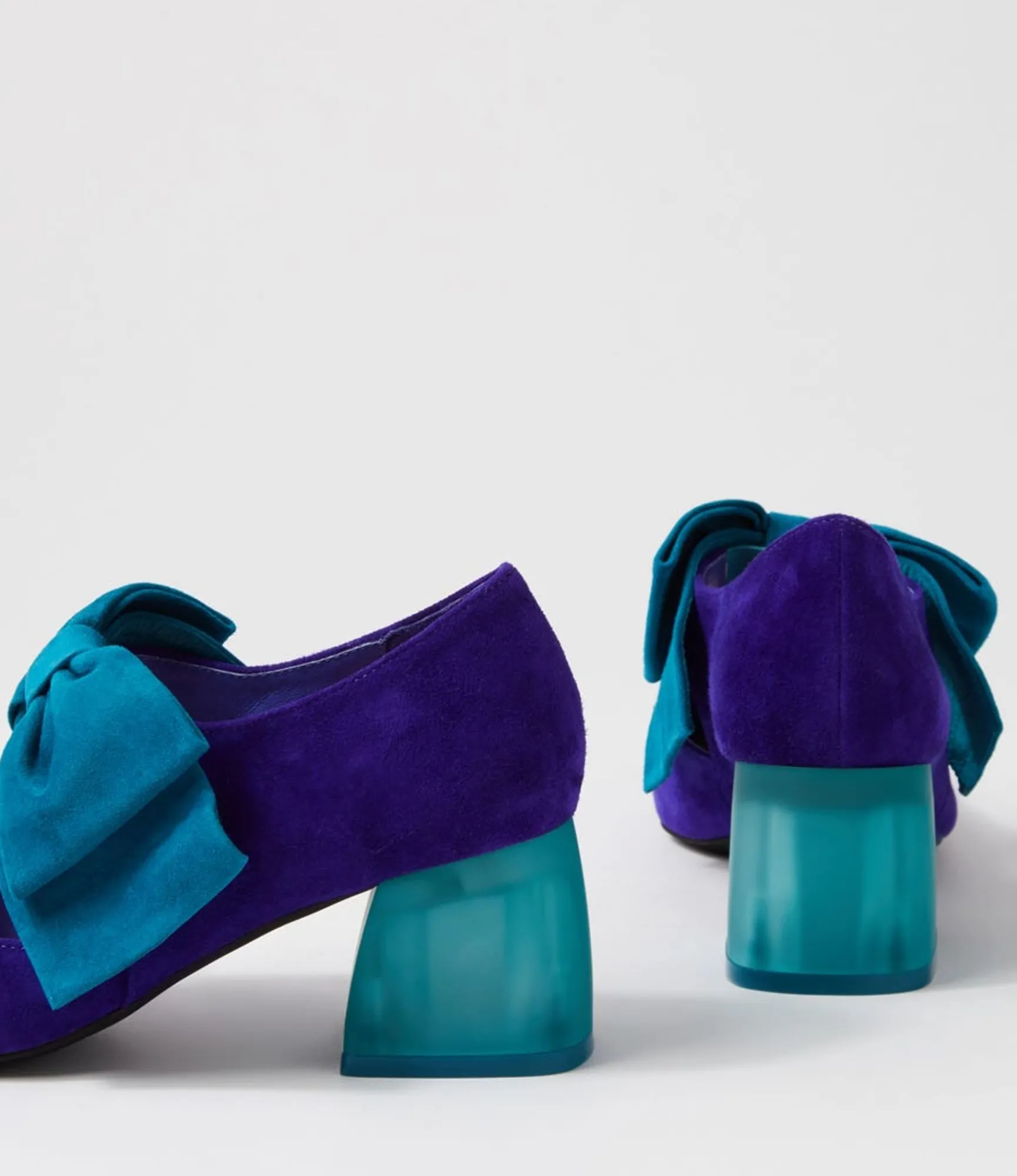 Fashion Midas Shoes Mischa Purple Turquoise Suede Heels