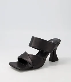 Hot Midas Shoes Missies Black Leather Sandals