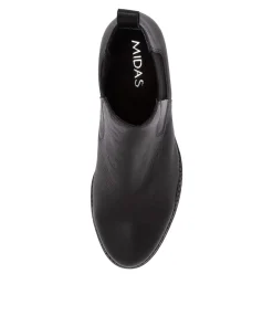 Cheap Midas Shoes Mochi Black Leather Ankle Boots Bh