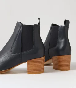 Fashion Midas Shoes Mochi Navy Leather Chelsea Boots