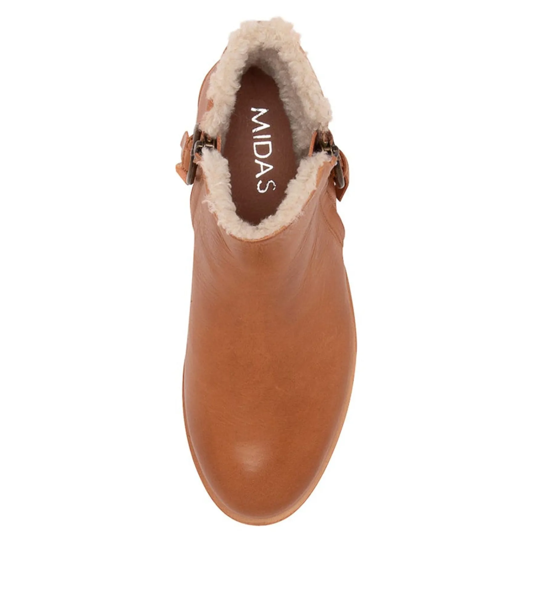Online Midas Shoes Modest Tan Natural Rugged Leather Fur Ankle Boots