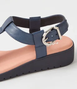 New Midas Shoes Moore Navy Leather Sandals