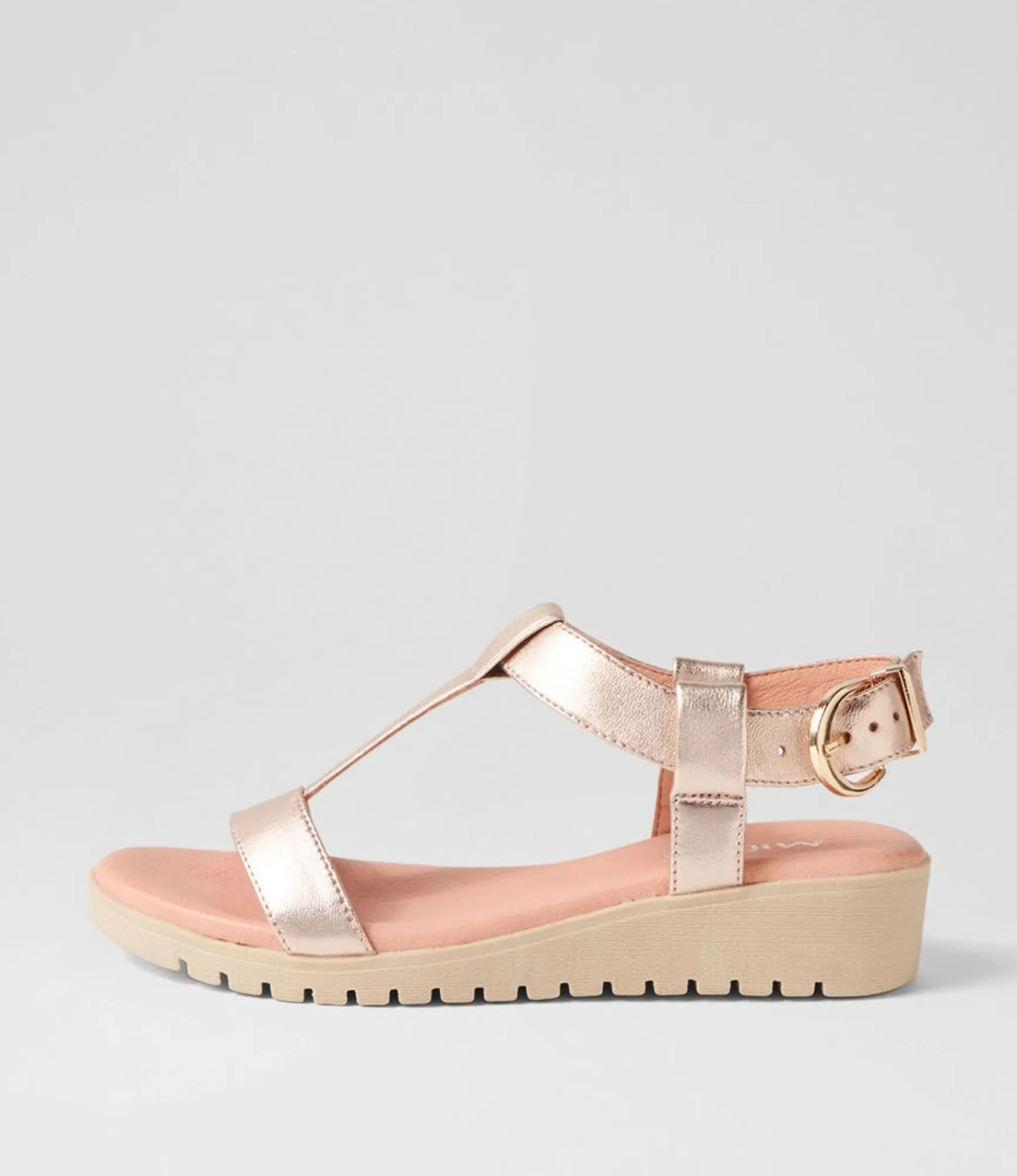 Store Midas Shoes Moore Pl Rose Gold Nude Leather Sandals
