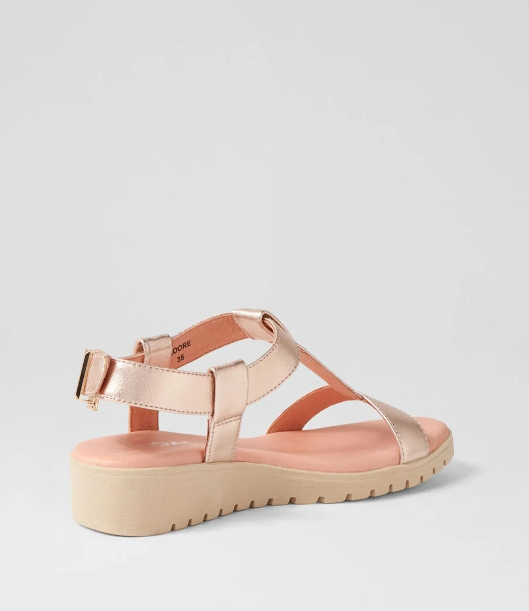 Store Midas Shoes Moore Pl Rose Gold Nude Leather Sandals