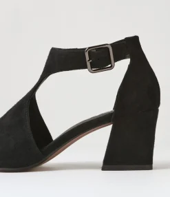 Shop Midas Shoes Morena Black Suede Heels