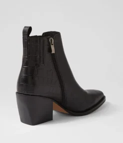 Discount Midas Shoes Morine Black Croc Leather Chelsea Boots
