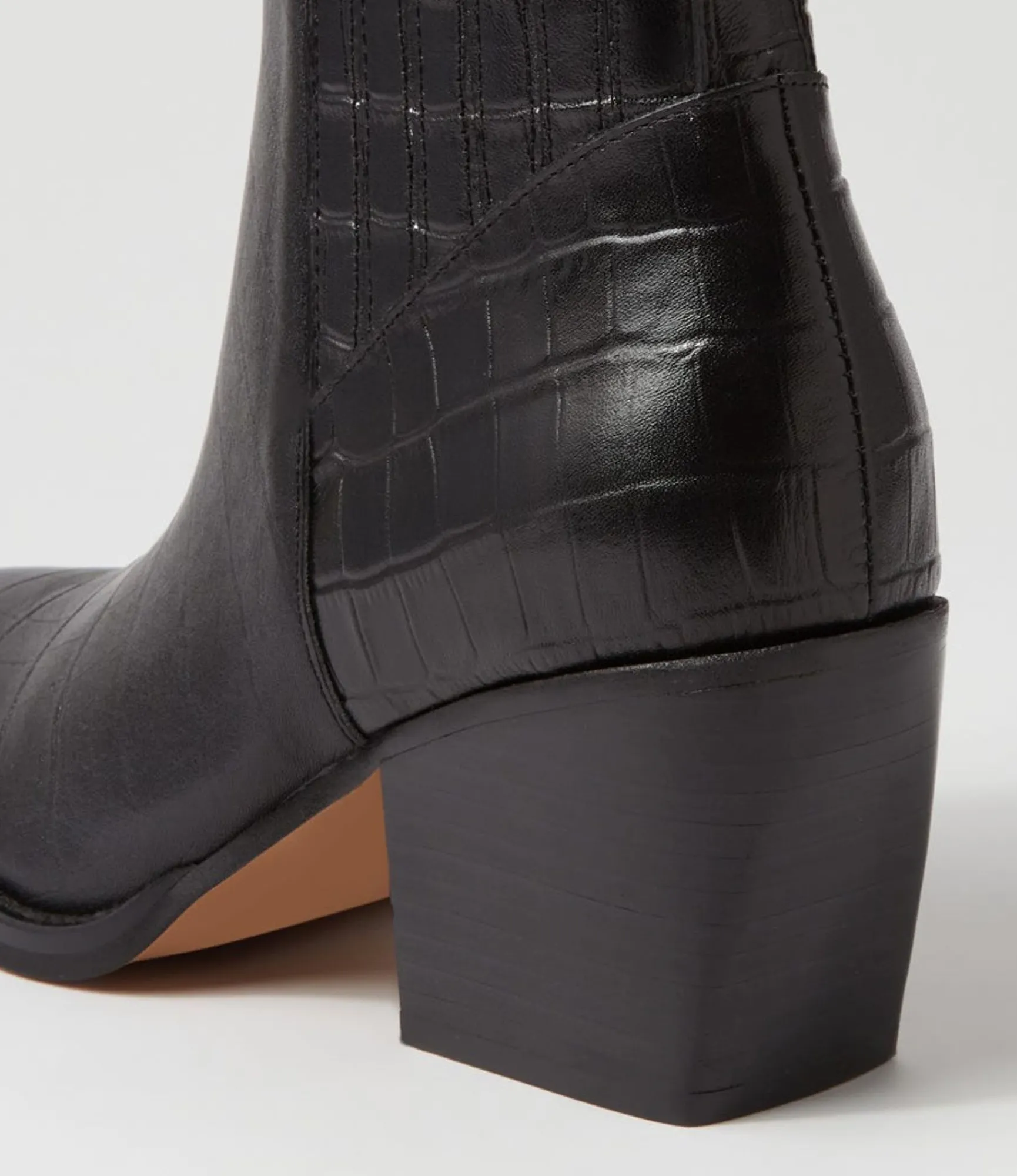 Discount Midas Shoes Morine Black Croc Leather Chelsea Boots
