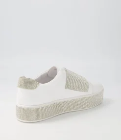 Store Midas Shoes Natisse White Silver Leather Jewels Sneakers
