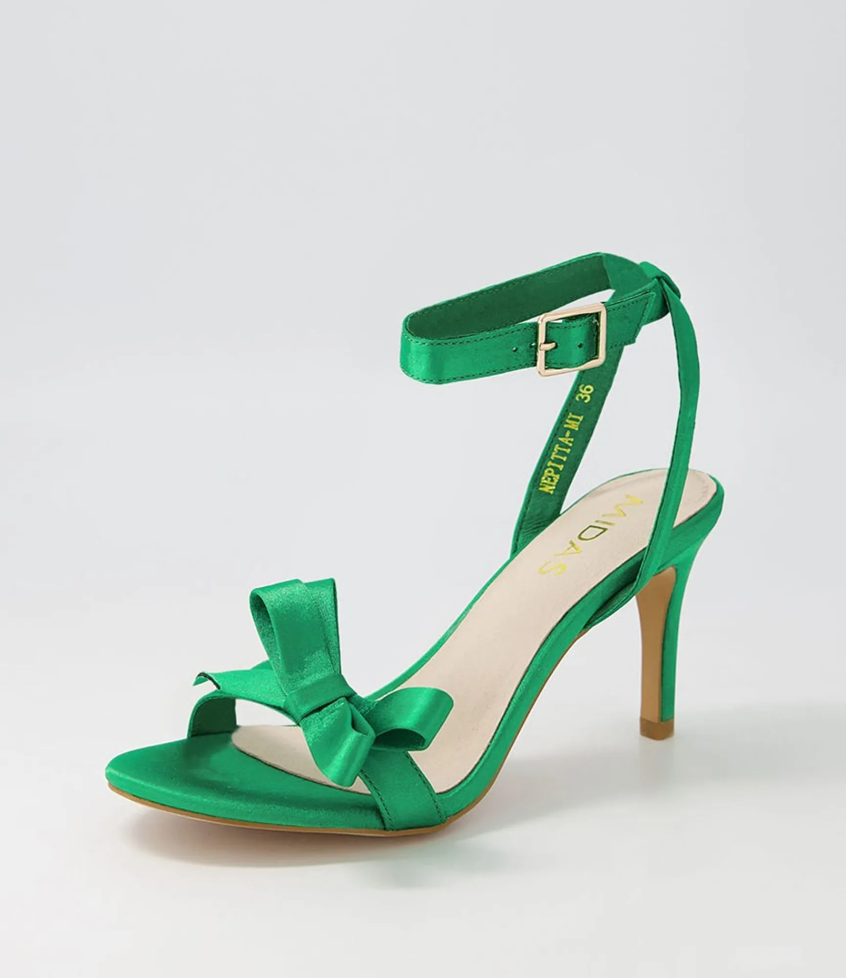 Fashion Midas Shoes Nepitta Emerald Satin Sandals