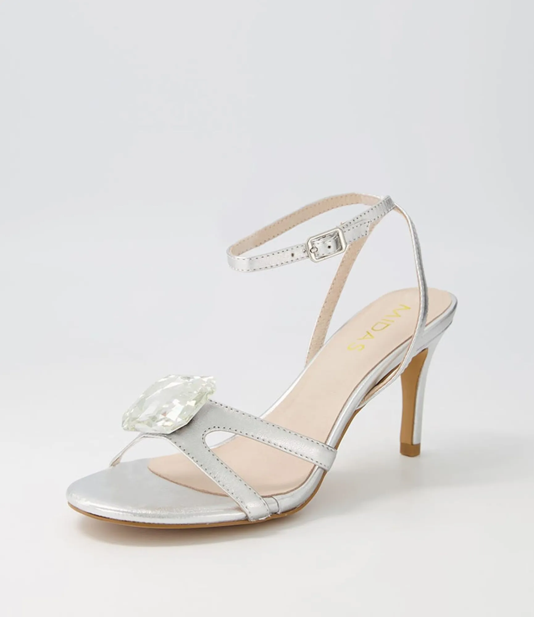 Fashion Midas Shoes Nino Silver Clear Leather Jewels Sandals