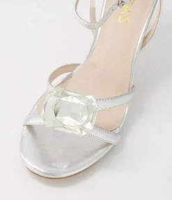Fashion Midas Shoes Nino Silver Clear Leather Jewels Sandals