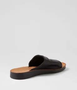Cheap Midas Shoes Nomads Black Leather Slides