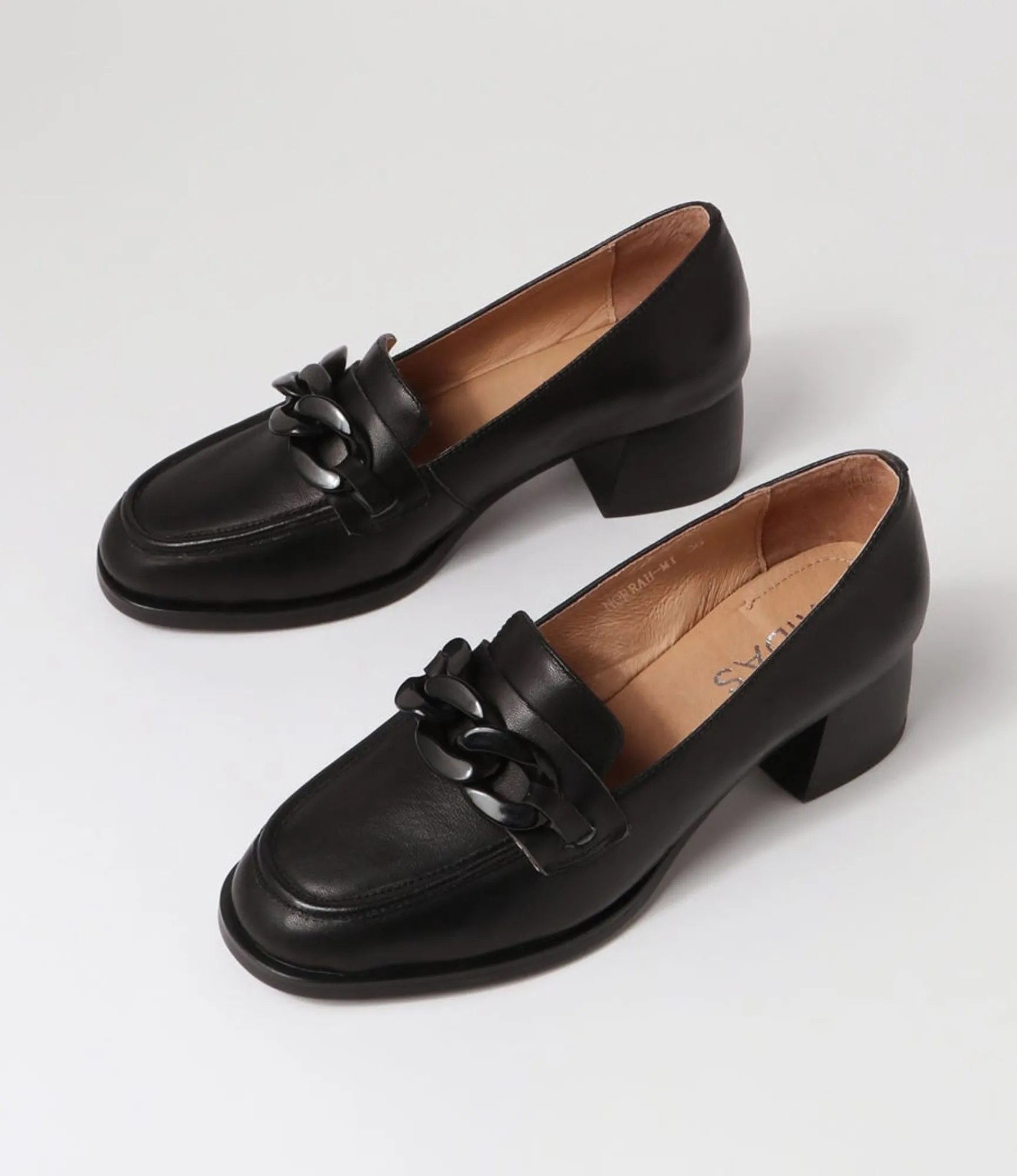 Fashion Midas Shoes Norrah Black Leather Heels