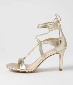 Clearance Midas Shoes Norrina Pale Gold Lizard Leather Sandals