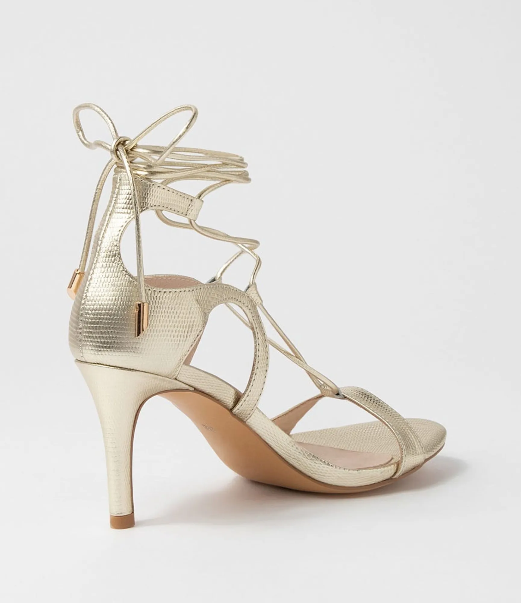Clearance Midas Shoes Norrina Pale Gold Lizard Leather Sandals