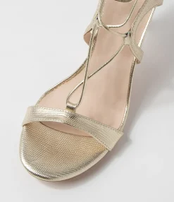 Clearance Midas Shoes Norrina Pale Gold Lizard Leather Sandals