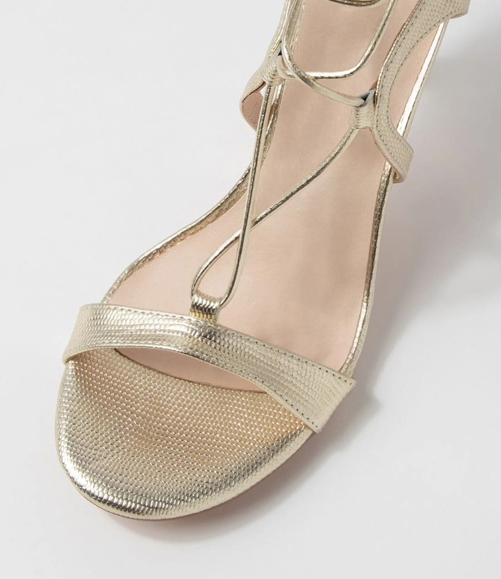 Clearance Midas Shoes Norrina Pale Gold Lizard Leather Sandals