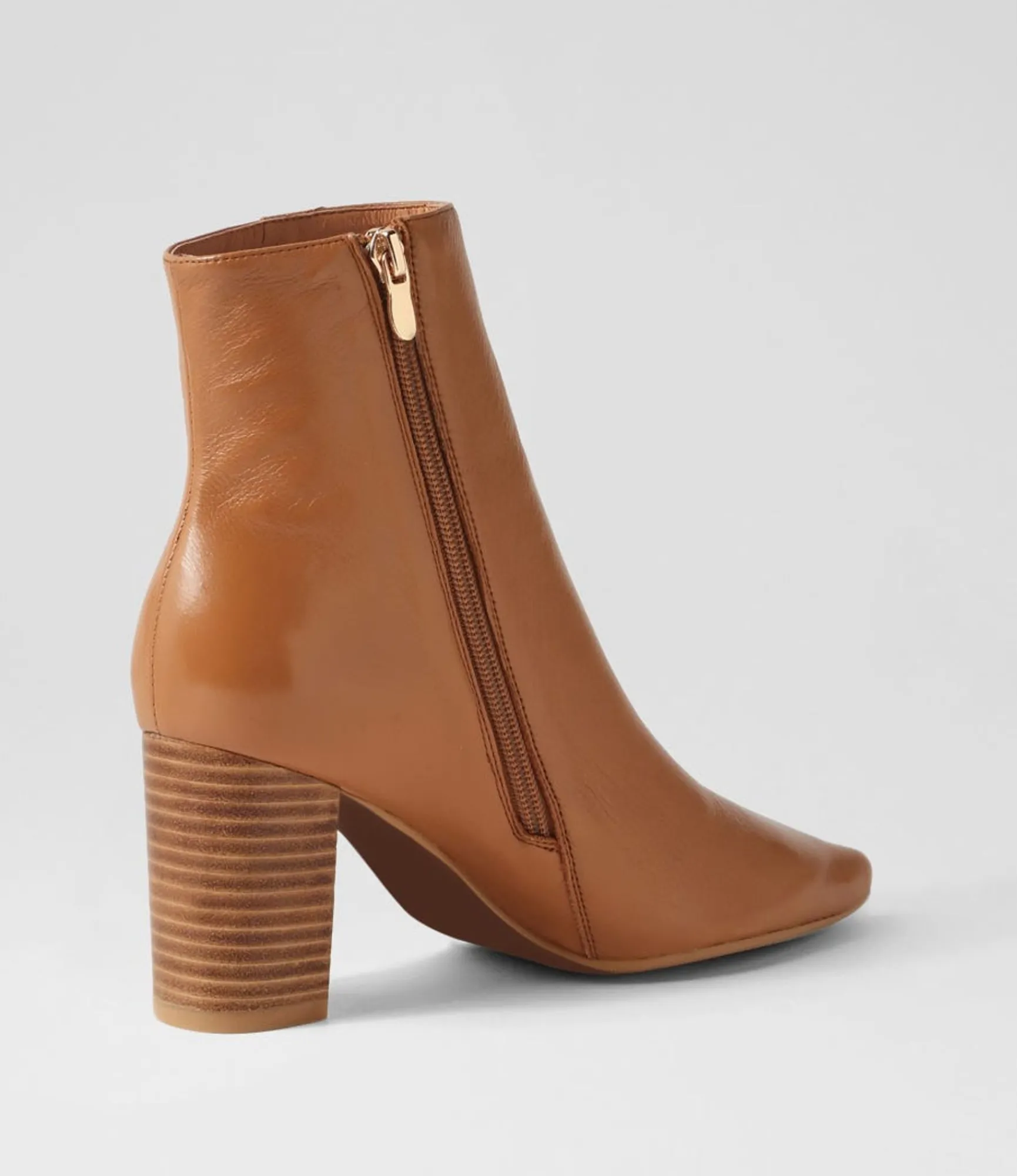Cheap Midas Shoes Norris Dark Tan Natural Heel Leather Ankle Boots