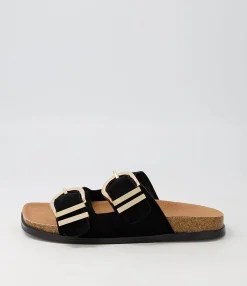 Shop Midas Shoes Nossie Black Suede Slides
