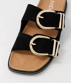 Shop Midas Shoes Nossie Black Suede Slides