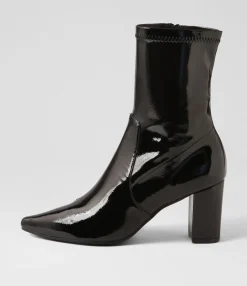 Fashion Midas Shoes Noter Black Stretch Patent Pu Ankle Boots