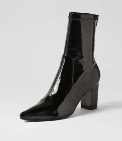 Fashion Midas Shoes Noter Black Stretch Patent Pu Ankle Boots