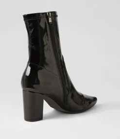 Fashion Midas Shoes Noter Black Stretch Patent Pu Ankle Boots