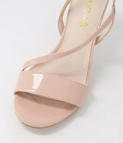 New Midas Shoes Novie Nude Patent Leather Sandals