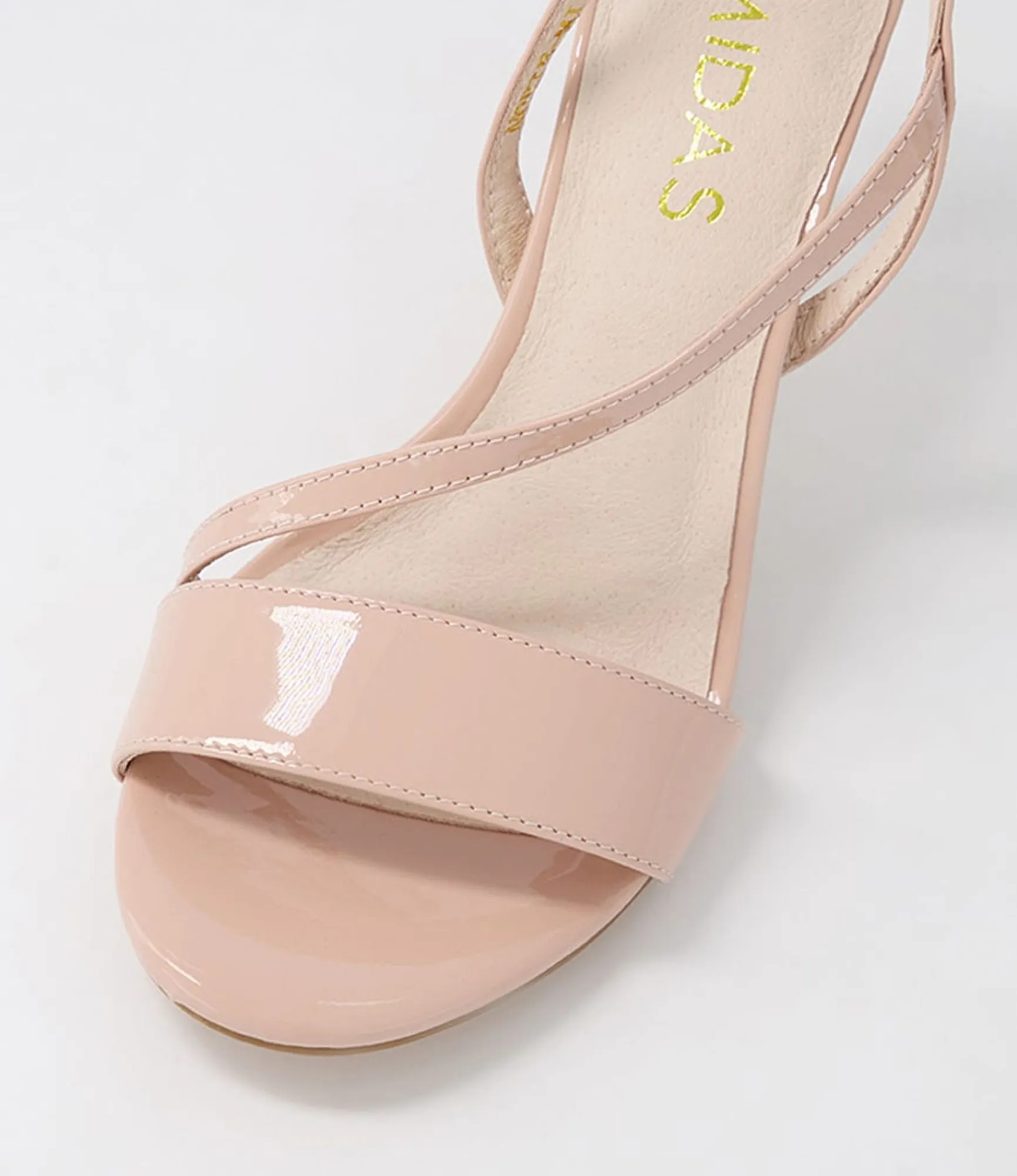 New Midas Shoes Novie Nude Patent Leather Sandals