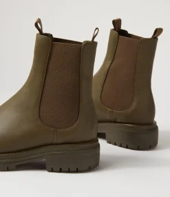 Cheap Midas Shoes Oak Boot Olive Leather Chelsea Boots