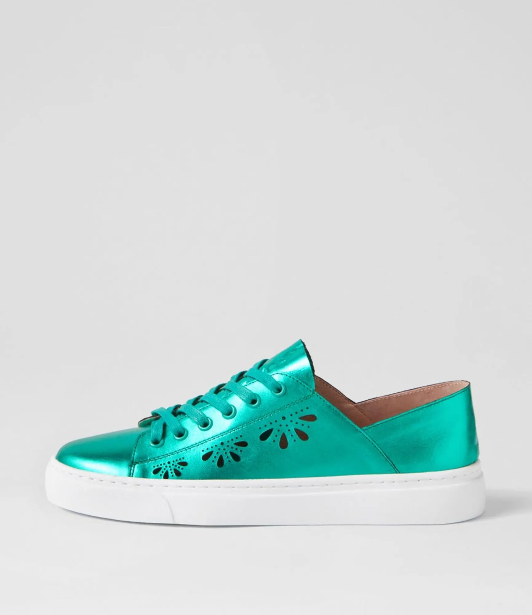 New Midas Shoes Oberta Emerald Metallic Leather Sneakers