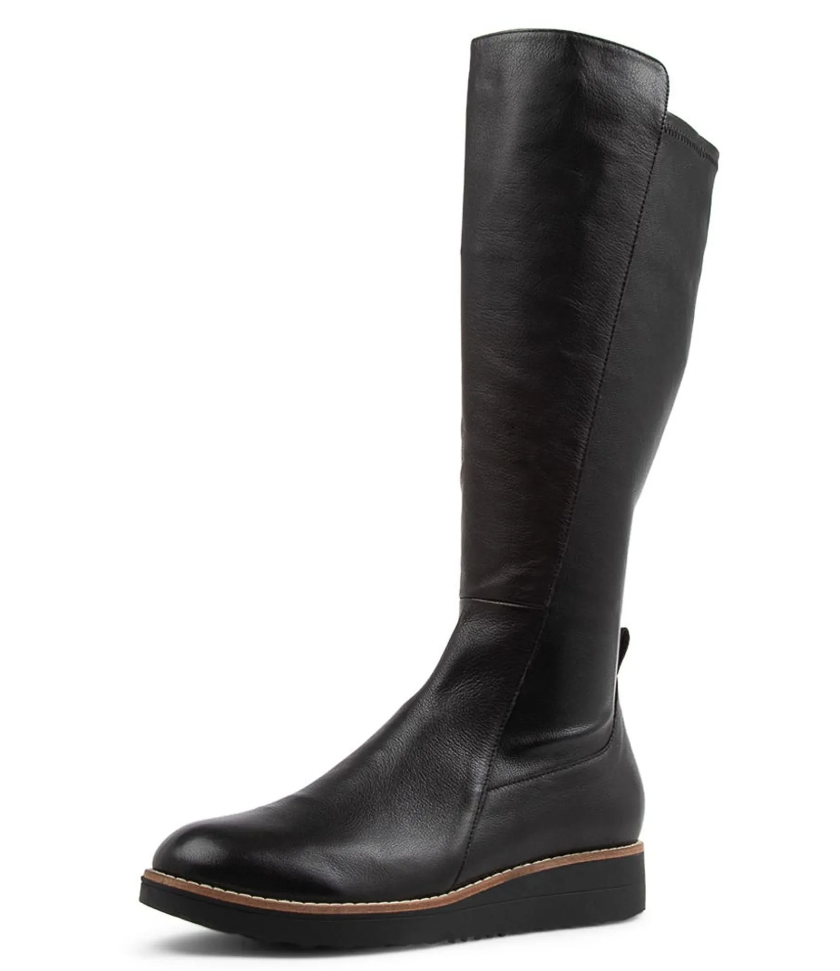 Sale Midas Shoes Oleve Black Stretch Leather Long Boots Bs