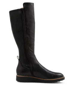 Sale Midas Shoes Oleve Black Stretch Leather Long Boots Bs