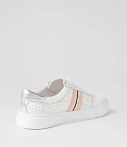 Shop Midas Shoes Oliane White Silver Leather Sneakers
