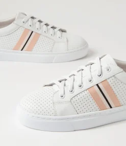 Shop Midas Shoes Oliane White Silver Leather Sneakers
