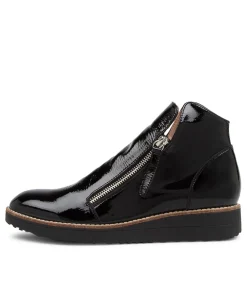 Clearance Midas Shoes Olise Black Patent Leather Ankle Boots Bs